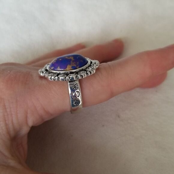 Purple vintage style silver tone band size 9 - Picture 2 of 11